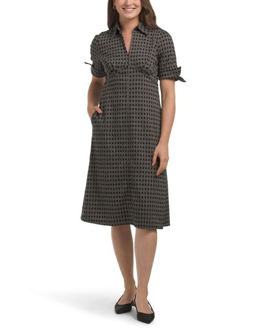 Tj Maxx Black Sleeve Collar V-Neck Midi Dress For Spandex/Polyester/Rayon