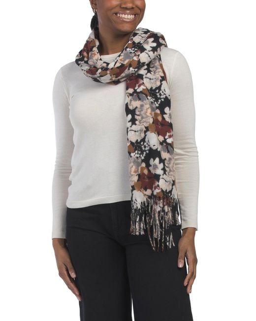 Tj Maxx Gray Printed Mid Weight Scarf For Polyester