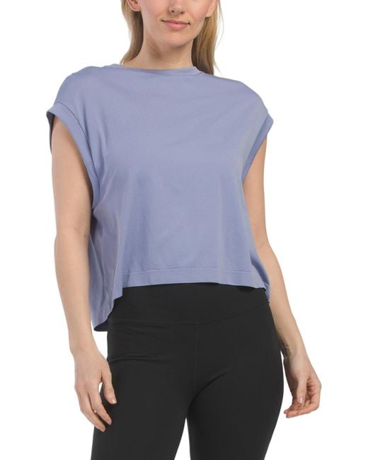 Tj Maxx Blue Seamless Extended Sleeve T-Shirt For Nylon