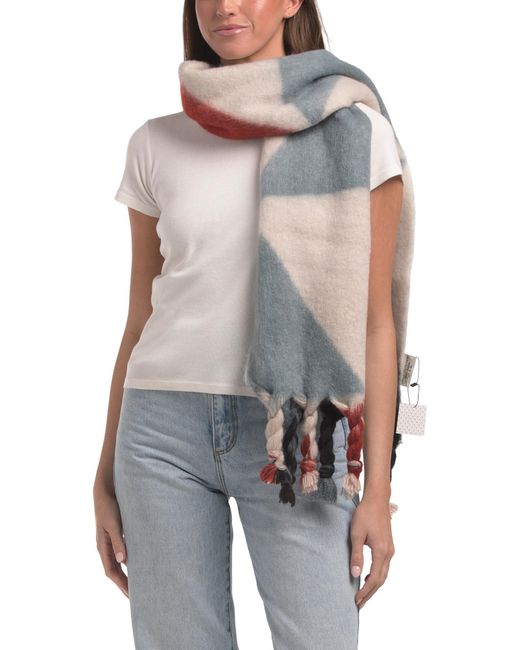 Tj Maxx Gray Geometric Chunky Tassel Scarf For Acrylic