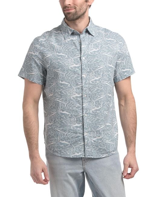 TJ Maxx Linen Blend Fish Print Shirt For Linen/Rayon in Blue for Men | Lyst