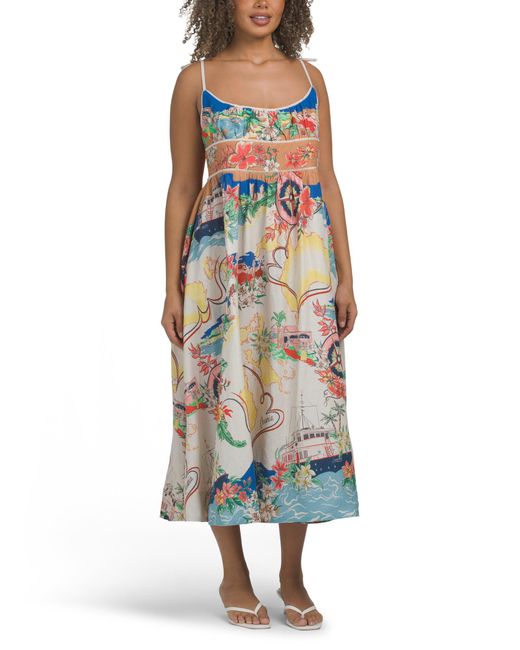 TJ Maxx Linen Blend Pull On Printed Dress With Anchor Tipping For  Cotton/Polyester/Linen | Lyst