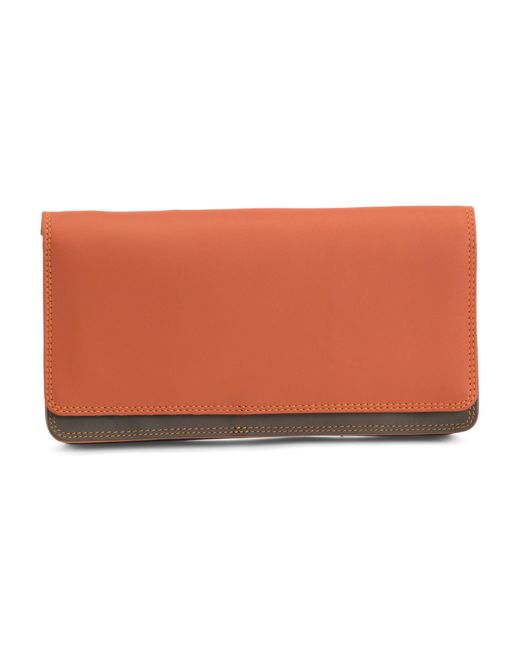 Tj Maxx Orange Leather Medium Matinee Purse Wallet