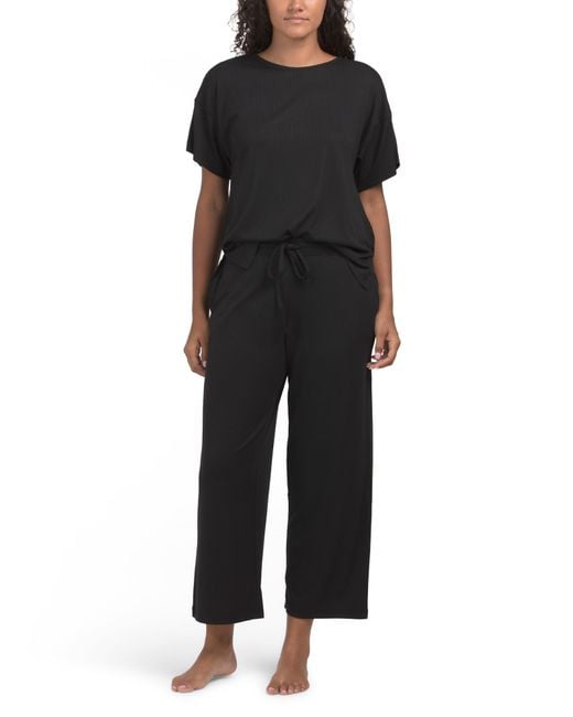 Tj Maxx Black Soothe Short Sleeve Pajama Set For Spandex/Polyester/Rayon