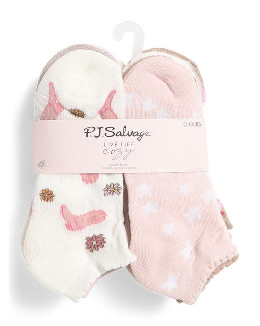 Tj Maxx Pink 10Pk Cowgirl Half Cushion No Show Socks For Spandex/Cotton/Polyester