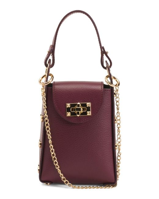 Tj Maxx Purple Leather Studded Phone Holder Crossbody For Leather