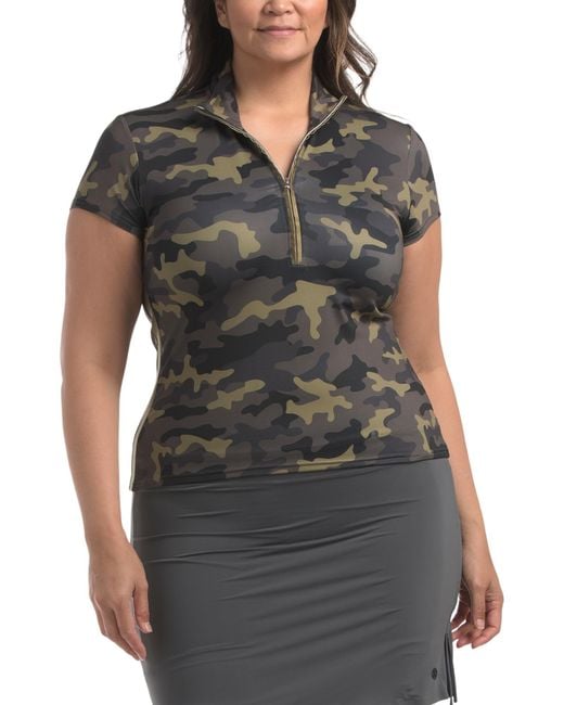 Tj Maxx Gray Upf 50 Amelia Short Sleeve Quarter Zip Top For Polyester