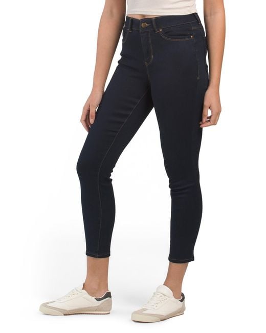 Tj Maxx Blue High Waisted Recycled Denim Cozy Plush Ankle Jeans For Spandex/Cotton/Polyester