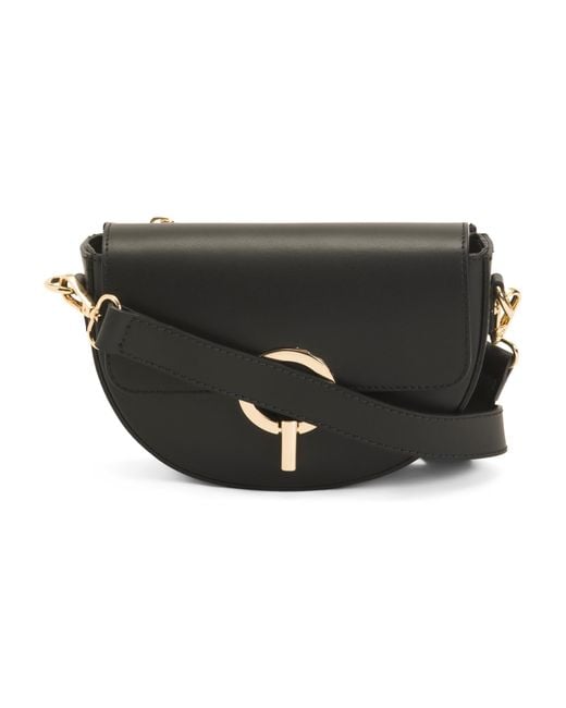 Tj Maxx Black Leather Saddle Ring Closure Crossbody For Leather