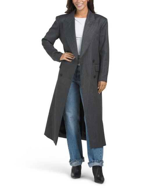 Tj Maxx Black Wool Blend Long Double Breasted Coat, Cotton/Polyester/Wool