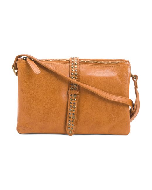 Tj Maxx Brown Leather East West Compartment Flap Over Shoulder Bag For