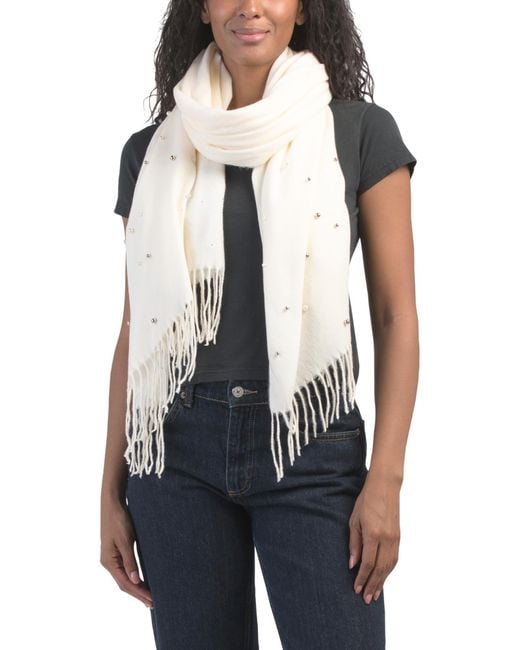 Tj Maxx Blue All Over Multi Faux Pearl Brushed Scarf For Polyester