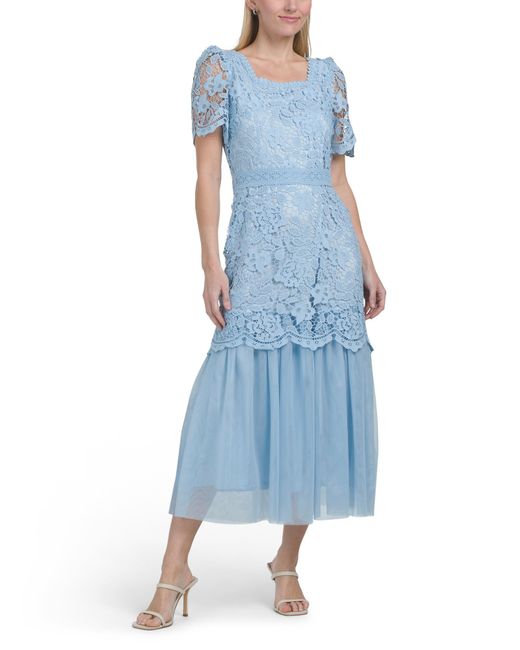 TJ Maxx Women's Blue Short Sleeve Lace Maxi Dress For Spandex/Polyester - www.disolcolor.com TJ Maxx Women's Blue Short Sleeve Lace Maxi Dress For Spandex/Polyester - www.disolcolor.com