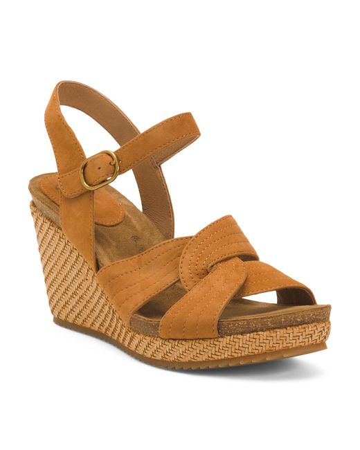 Tj Maxx Brown Suede Clarissa Comfort Wedge Sandals For
