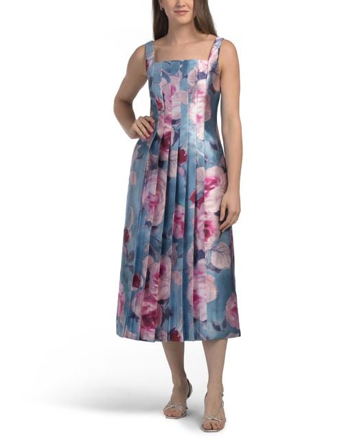tj maxx blue dress Jane Summers Zoey Blue & White Strapless Midi Bridal Shower & Wedding Guest Dress 2 / Blue Print , female , adult