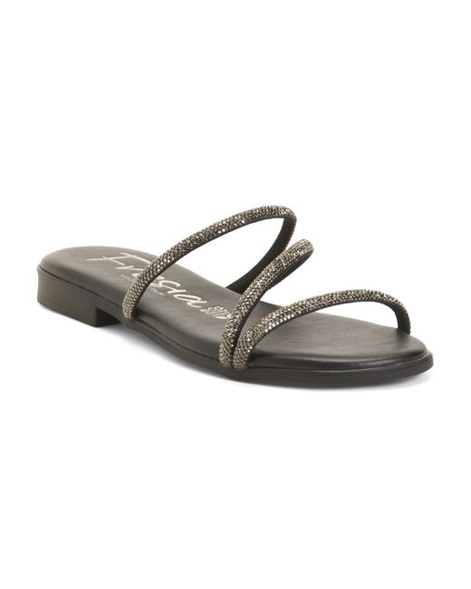 Tj Maxx Black Leather Braided Slide Sandals For