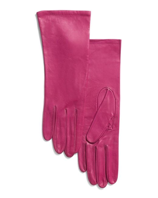 Tj Maxx Pink Leather Basic Gloves With Silk Lining For