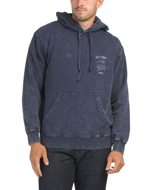 Tj Maxx Blue Cotton Blend Fleece Graphic Hoodie For Cotton/Polyester for men