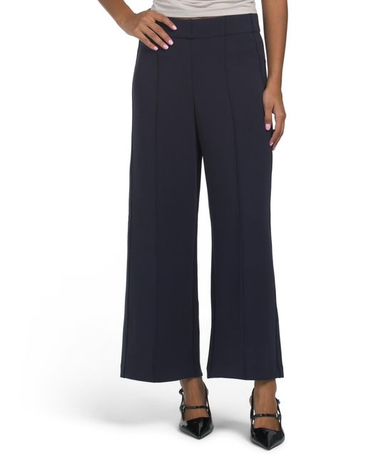 Tj Maxx Blue Pull On Wide Leg Pants With Pintuck Seams For Spandex/Polyester/Rayon
