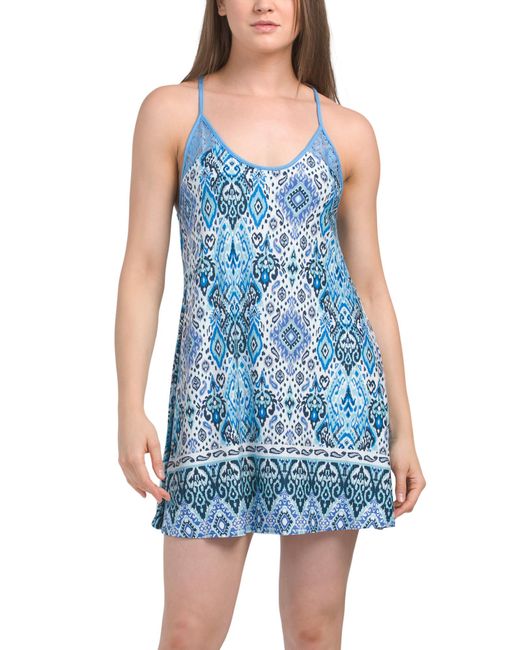 Tj Maxx Blue Notorious Geometric Chemise For Spandex/Polyester
