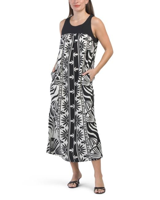 Tj Maxx White Linen Blend Beauty Midi Dress For Linen/Rayon