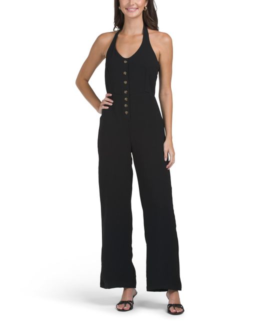 Tj Maxx Black Halter Button Down Jumpsuit For Polyester
