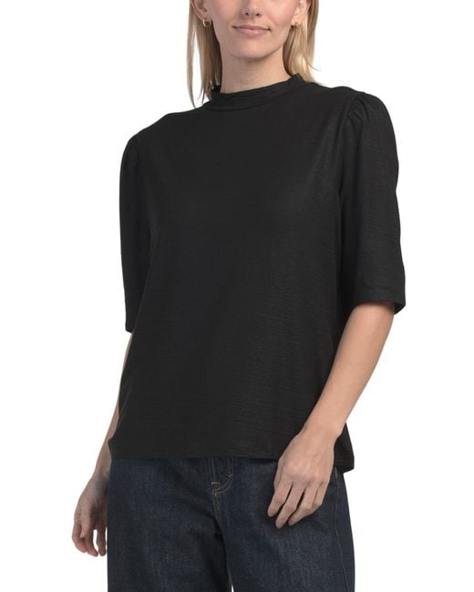 Tj Maxx Black Mock Neck Tight Elbow Sleeve Top For Spandex/Rayon