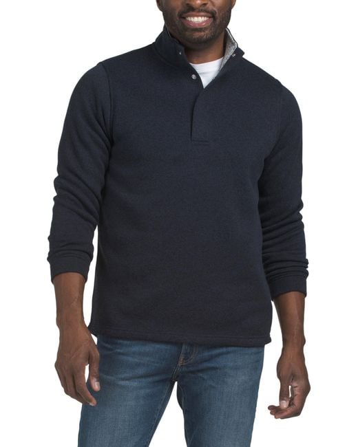 Tj Maxx Blue Sweater Knit Snap Placket Pull Over Top For Polyester for men