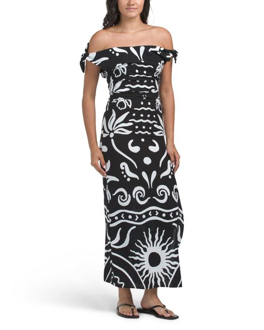 Tj Maxx White Linen Blend Off The Shoulder Maxi Dress For Linen/Rayon
