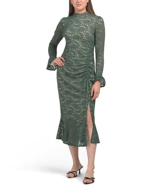 Tj Maxx Green Long Sleeve Lace Dress For Nylon/Spandex