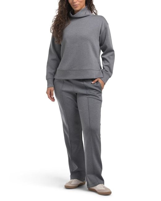 Tj Maxx Gray 2Pc Cowl Neck Top And Wide Leg Pants Set, Spandex/Polyester/Rayon