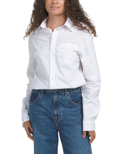 Tj Maxx White Tyrone Pop Blouse For Cotton