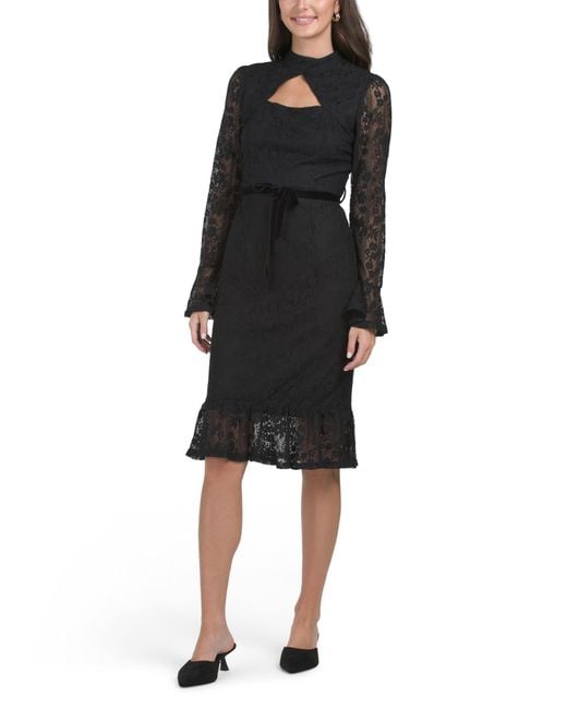 Tj Maxx Black Long Sleeve Lace Dress For Nylon/Cotton/Polyester