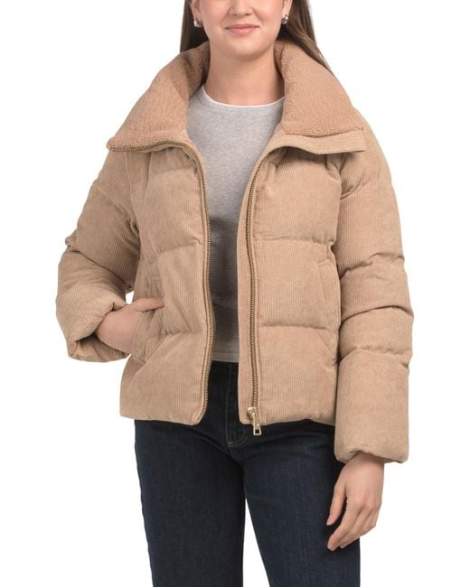 Tj Maxx Natural Mia Corduroy Puffer Jacket, Nylon/Polyester