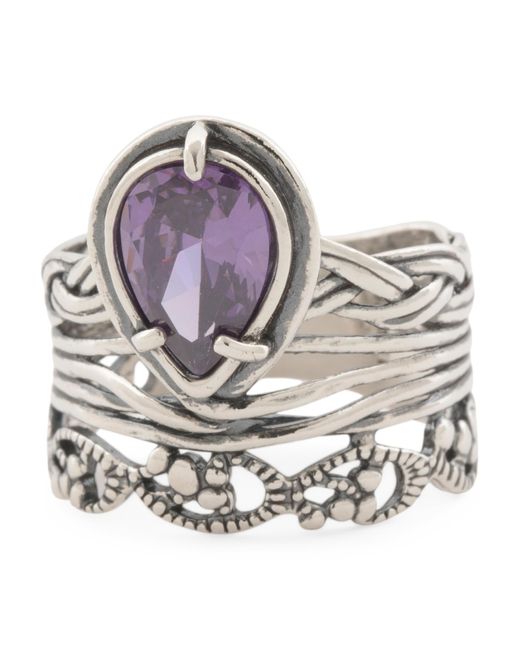 Tj Maxx Gray Sterling Amethyst Vine Ring
