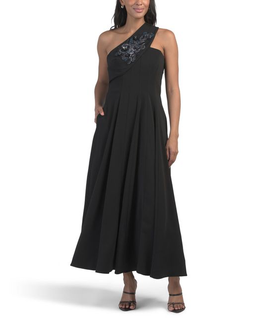 black dress tj maxx Handcrafted Fringe Sequin Halter Gown Black GOLD / 5XL main image 1