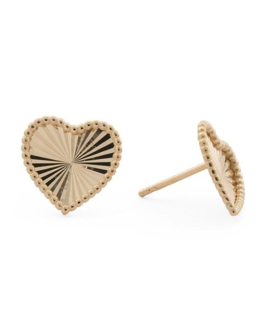 Tj Maxx Natural 14Kt Beaded Heart Stud Earrings For