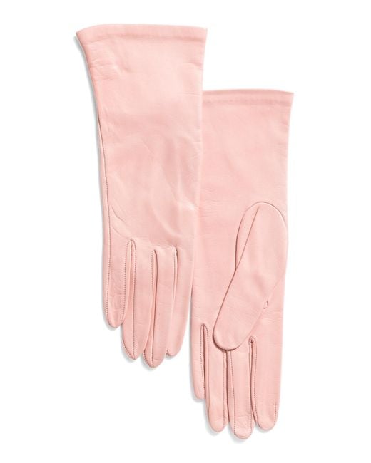 Tj Maxx Pink Leather Basic Gloves With Silk Lining For