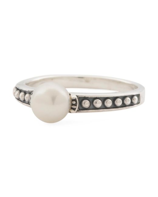 Tj Maxx White Oxidized Shell Pearl Ring