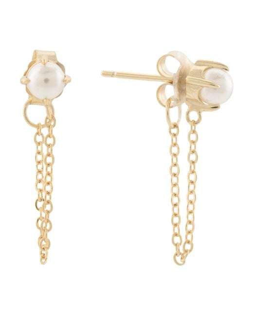 Tj Maxx White Plated Sterling Cz Stud Chain Front To Back Earrings