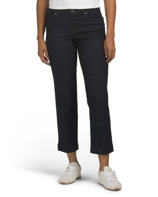 Tj Maxx Black Mid Rise Straight Leg Jeans With Trouser Hem For Spandex/Cotton/Polyester