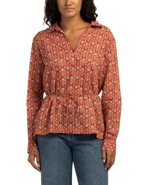 Tj Maxx Collared Split Neck Top For Cotton