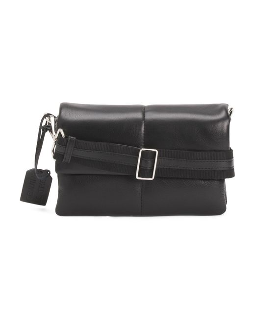 Tj Maxx Black Leather Triple Gusset Puffer Crossbody With Flap