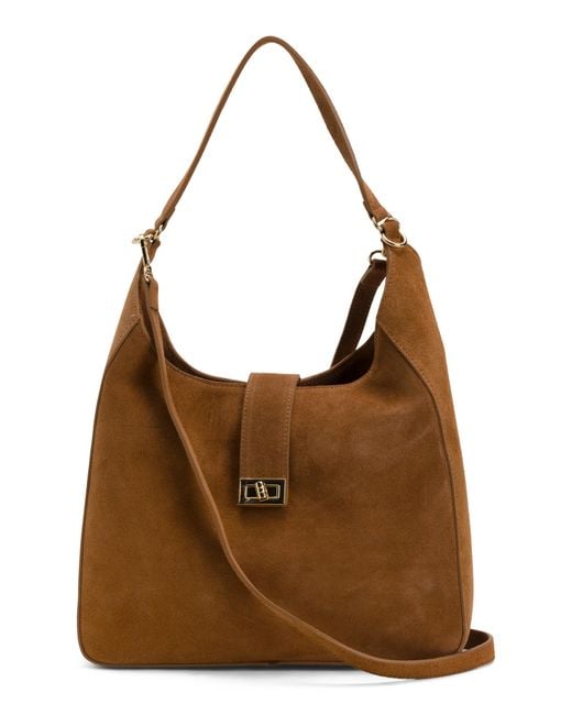 Tj Maxx Brown Suede Flap Over Hobo Bag For /Suede