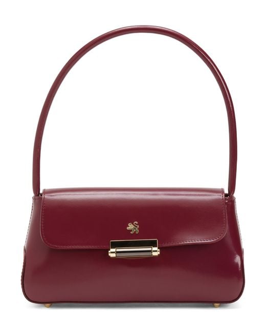 Tj Maxx Red Patent Leather Baguette Bag With Metal Closure, Leather