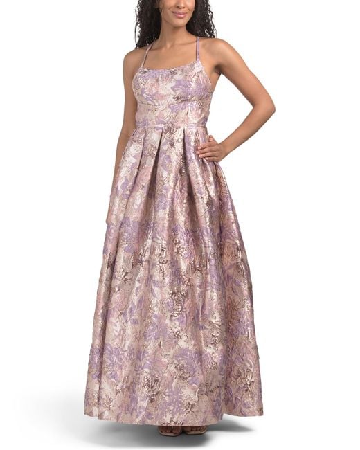 Tj Maxx Purple Floral Print Brocade Gown For Polyester