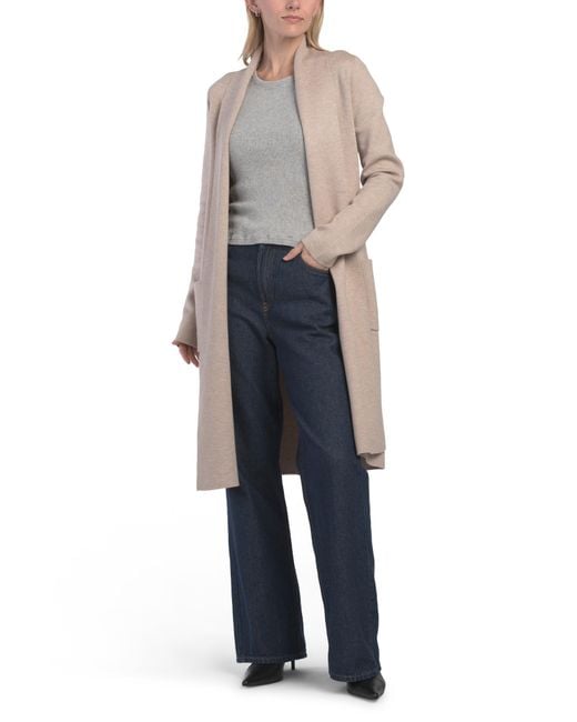 Tj Maxx Blue Long Sleeve Shawl Collar Double Knit Wrap Cardigan, Spandex/Polyester/Rayon