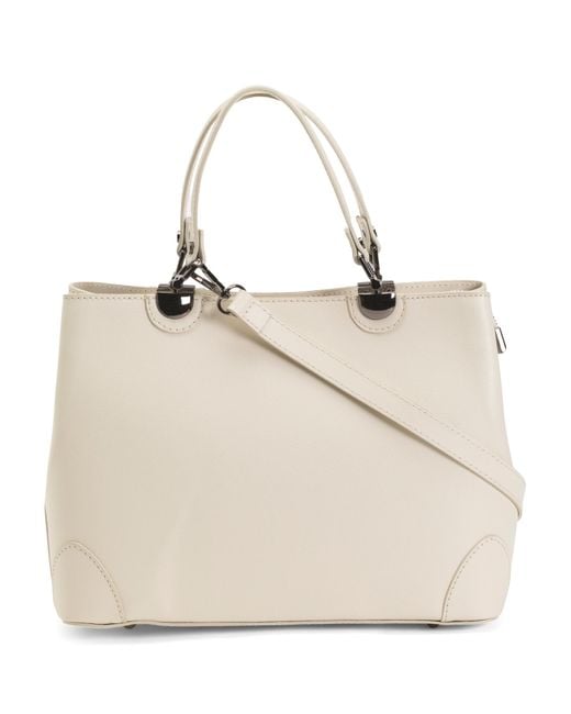 Tj Maxx Natural Leather Triple Compartment Satchel