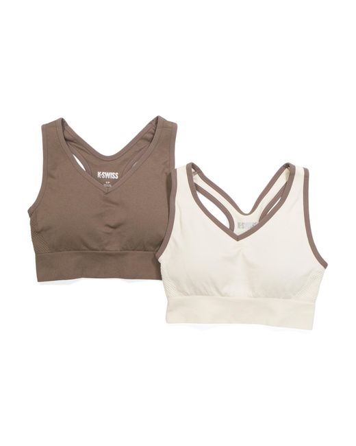 Tj Maxx Brown 2Pk Piped And Solid Keyhole Back Bra Tops For Nylon/Polyester