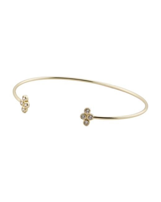 Tj Maxx Metallic 14Kt Plated Cubic Zirconia Clover Open Bangle Bracelet